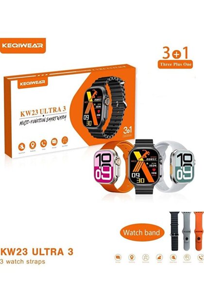 KW23 Ultra 3 Smartwatch by Health & Fitness Tracker with Touchscreen 3+1 Straps Wa