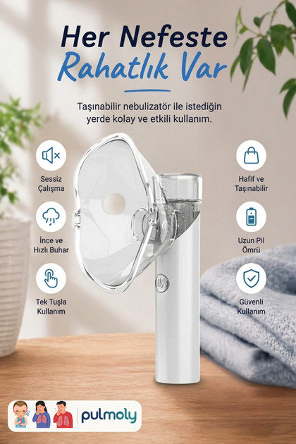 Taşınabilir Şarj Edilebilir Çantalık Mesh Nebulizatör (Yetişkin & Çocuk) Buhar Makinesi
