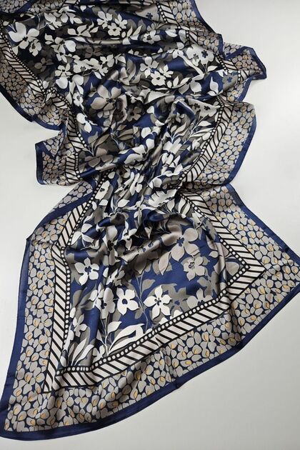 Botanical Floral Patterned Voile Silk Shawl Accessory Shoulder Shawl Foulard