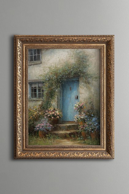 Floral Garden Gate – Vintage Patterned Painting – Thick Model