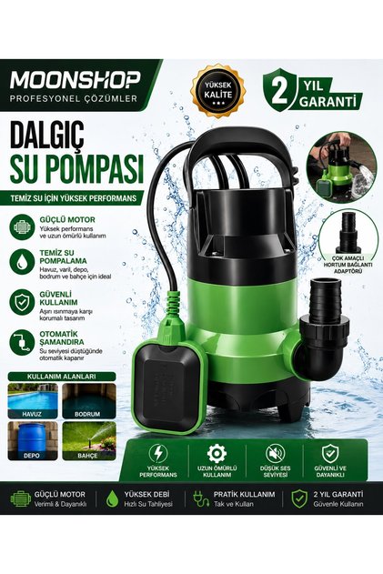 750W Dalgıç Su Pompası Otomatik Şamandıralı Temiz Su Tahliye Pompası Havuz, Bodrum, Depo ve Bahçe İçin DX4749
