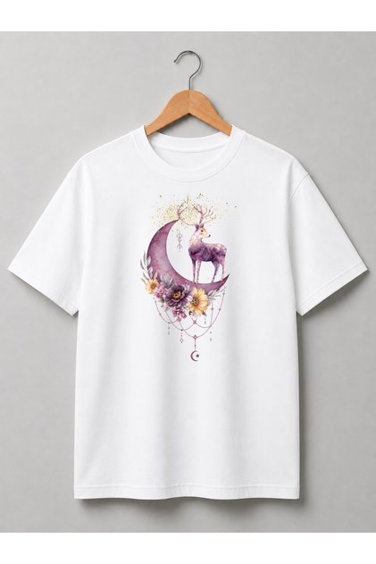 Tunalya Elegant Wise Deer Design Premium Printed Unisex Cotton T-Shirt - High Quality