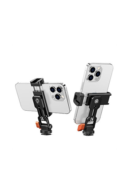 Cep Telefonu Için Alüminyum Metal Tripod Bağlantısı | 2 Cold Shoe Yuvalı