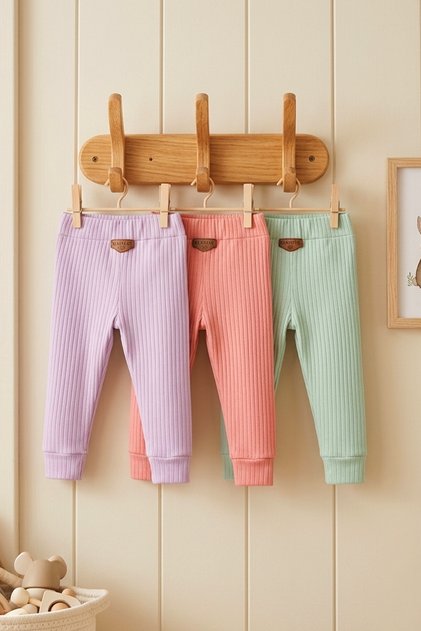 3-Pack 100% Cotton Flexible Ribbed Baby Alpine Pants Unisex