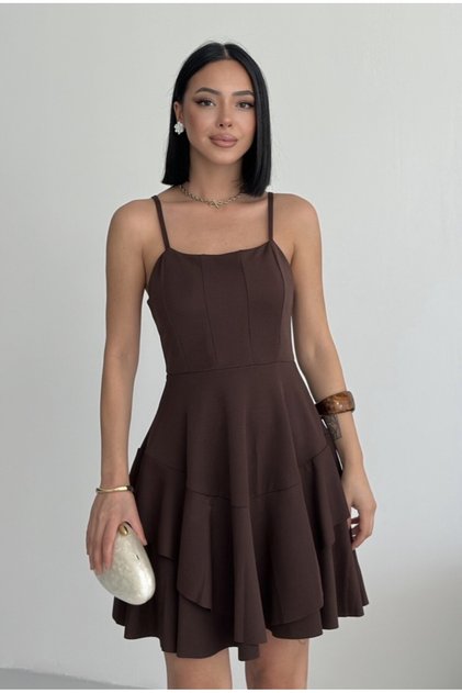 Thin Strap Skirt with Layer Detail Purple Evening Dress Homecoming Dress