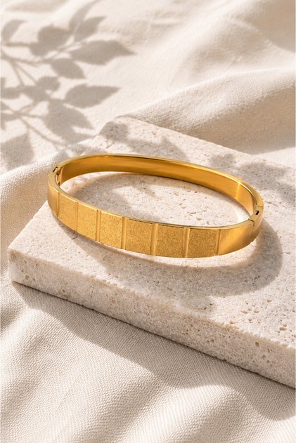 Steel Cuff Women's Bracelet Gold Color Non-Tarnish Stainless Minimal Design