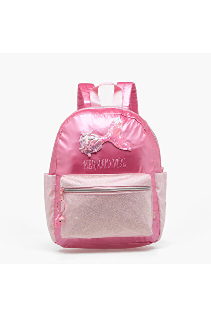 Mermaid Accent Backpack for Girls 5-8 Years with Padded Shoulder Straps - 13 inches