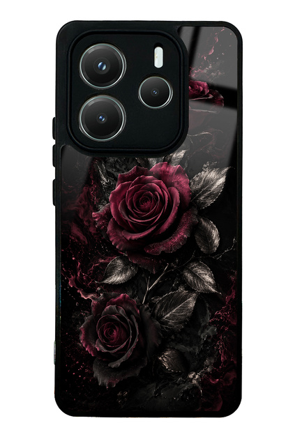 Xiaomi Redmi Note 14 5g Obsidian Burgundy Roses Design Glossy Phone Case
