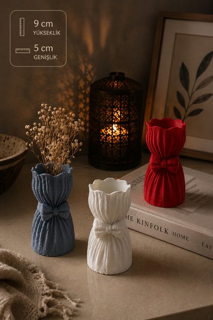 Dekoratif Fiyonk Detaylı 3D Baskı Vazo | Modern Minimal Çiçek Vazosu | Salon, Konsol ve Sehpa Dekoru