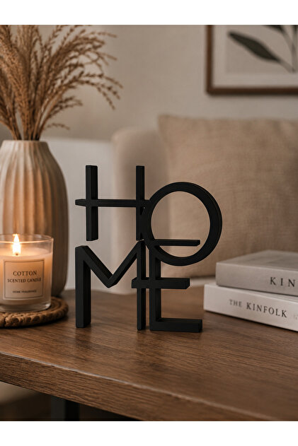 Minimal HOME Yazı Dekoru | 3D Baskı Dekoratif Masa Üstü Objesi | Salon, Konsol ve TV Ünitesi Aksesuarı