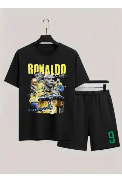 Ronaldo Nazario Printed 100% Cotton Crewneck Children's T-Shirt-Shorts Two-Piece Set