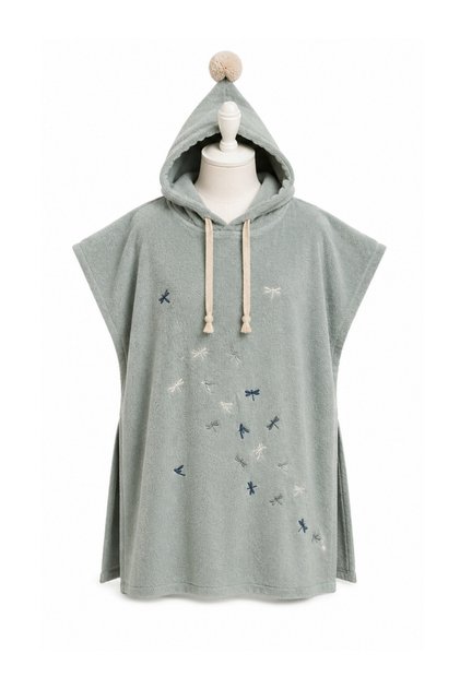 Children's Pool Poncho with Hood, Medium Thick Terry Fabric, 0-5 Years Old, Soft Textured, Sleeveless, Side Snap Fasteners