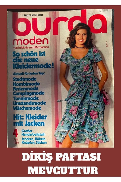 BURDA MODEN DİKİŞ DERGİ 1980 NİSAN PAFTASI MEVCUTTUR İKİNCİEL