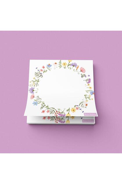 Floral | Glue Cube Notepad (10X10Cm), 50 Sheets