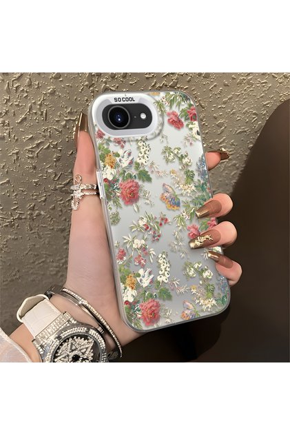 iPhone 16E Uyumlu Renkli Bahar Çiçek Deseni Darbeye Dayanıklı Telefon Kılıfı
