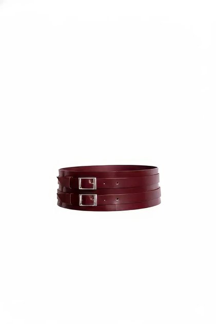 Double Buckle Wide Leather Waist Belt
