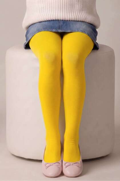 Girl's Yellow Micro 40 Pantyhose
