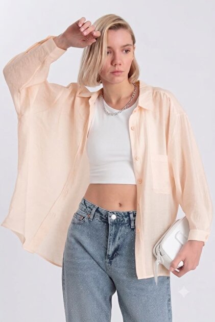 Suziş Yavru Ağzı Oversize Loose Cut Cinnamon Shirt 4612 - Price