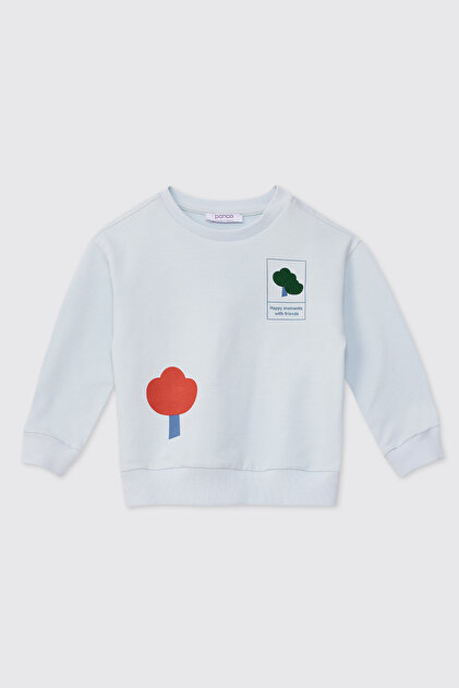 Baby Boy Crew Neck Light Blue Sweatshirt