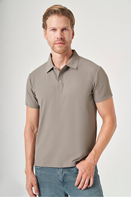 İmza Mink Polo Collar Short Sleeve Relaxed Fit Flexible Non