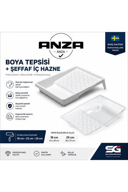 Boya Tepsisi + Şeffaf İç Hazne 25 cm Profesyonel