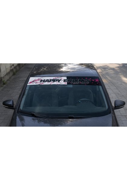 Happy Endings Sakura Windshield Sunshade Sticker – 150X15 cm – Car Windshield Banner Sticker – Jdm