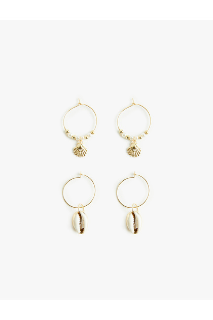2-Piece Hoop Earring Set with Sea Shell Charms