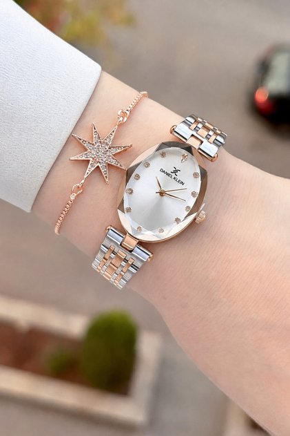 Bronz Metalik Renk 2 Yıl Garantili 24 Mm Kadın Kol Saati ve Bileklik