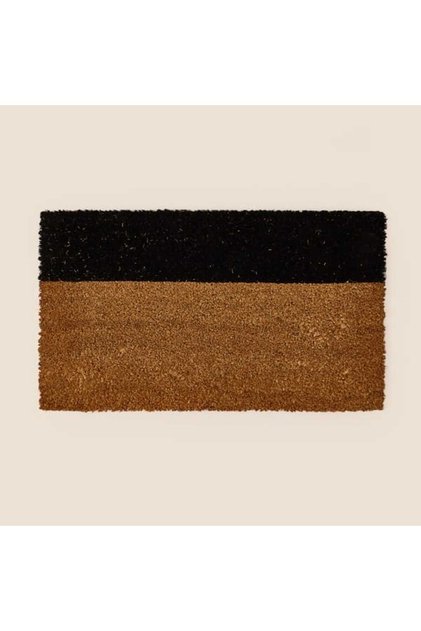 Giz Home Koko Bordürlü Kapı Önü Paspası - Bej / Siyah - 35x60 cm