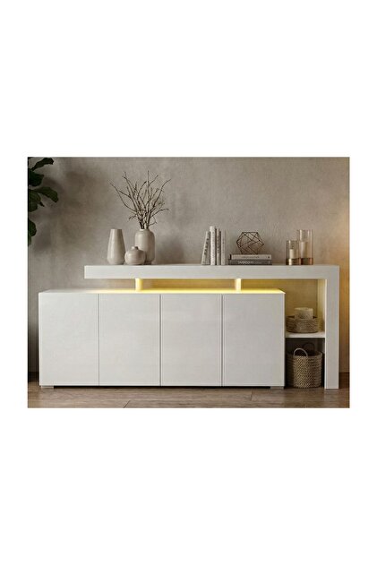 LUMA LEDLİ KONSOL TV ÜNİTESİ, 192 CM, BEYAZ DESEN