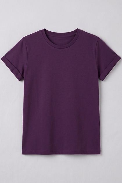 Erkek Çocuk T-Shirt Mor Kısa Kol Tişört Basic Terletmeyen Esnek Kumaş %100 Pamuklu Mevsimlik Tshirt Düz Baskısız (2-13 Yaş)