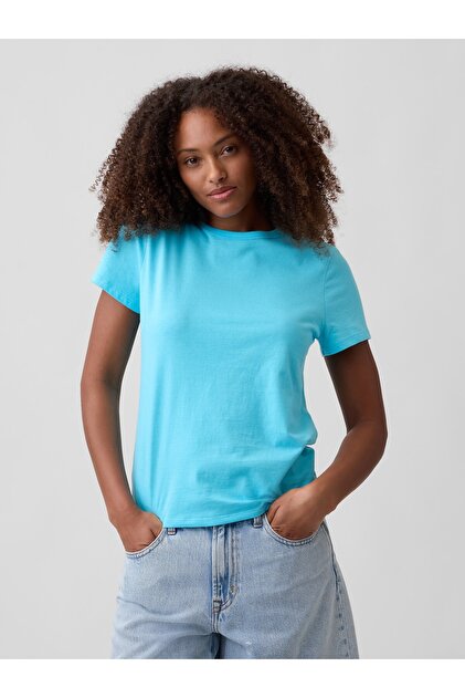 Kadın Açık Mavi Favorite Bisiklet Yaka T-Shirt