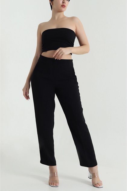 Women's High Waist Pleated Imported Crepe Trousers