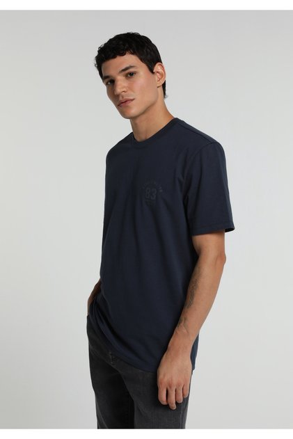 Regular Fit Round Neck Plain Men's Navy Blue Short Sleeve T-Shirt