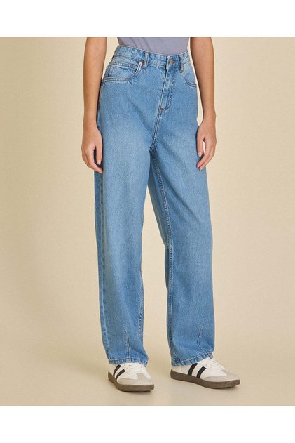 Senior Girls Blue Barrel Fit Jeans