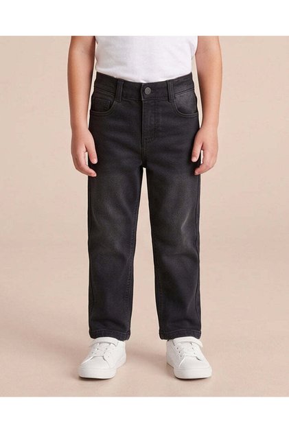 Boys Black Knitted 5 Pocket Jeans