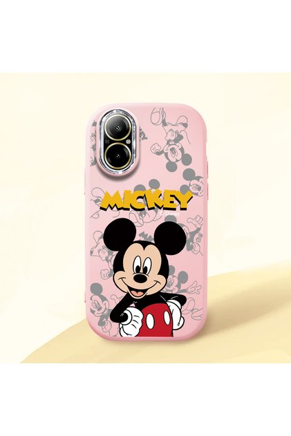 Realme 12 Lite Compatible Case Camera Protector Black Silicone Couple Phone Case Character Patterned