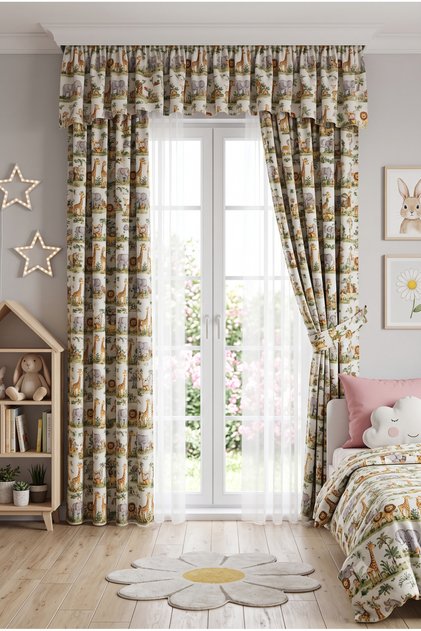 Baby & Kids Curtain Colored 2-Wing Cornice Short Background Curtain Modern