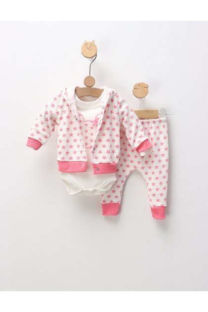 Compleu 3 piese Minnie Stars, alb-roz