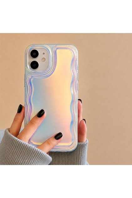 iPhone 11 Compatible - Hologram Gradient, Patterned Protective Case with Transparent Shiny Sides
