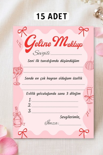 Geline Mektup 15 Adet, Bride To Be Gelin İçin Tavsiye Kartları, Bekarlığa Veda Partisi Nedime Quiz Soruları, Oyun Kartı, Geline Tavsiye Kartları, Bride Eğlence Seti, Bride Konsept Kartları