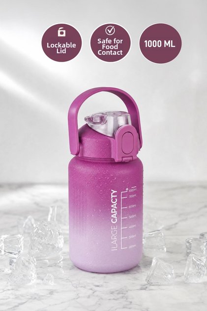 - Briella 1000 ml Motivational Water Bottle with Straw
