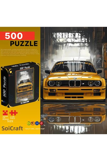 500 Piece Puzzle Yellow Sports Car