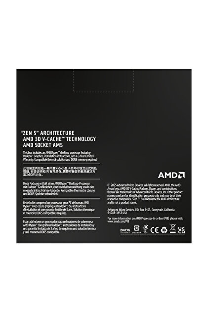 Amd Ryzen 9 9950X3D2 4.30GHz 16 Çekirdek 192MB Önbellek Soket AM5