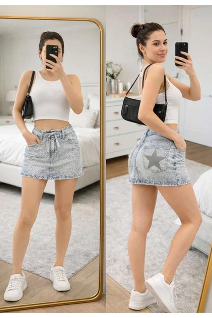 Y2K Stoned Jean Skirt