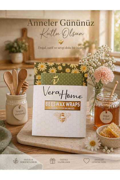Verafood 100% Natural Beeswax Storage Cloth Set of 2 (1 Pouch 40*35 - 1 Cloth 35*35)