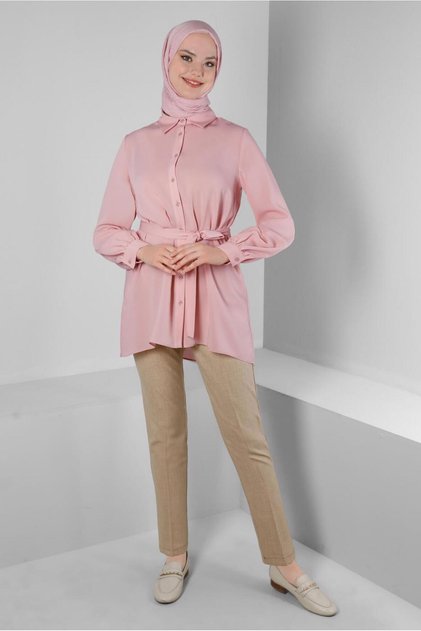 BIRDED ASYMMETRIC CUT SHIRT TUNIC 43671