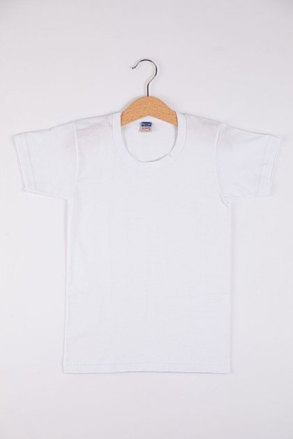 1502 Boy's Short Sleeve Crew Neck Cotton Undershirt Undershirt-White-3