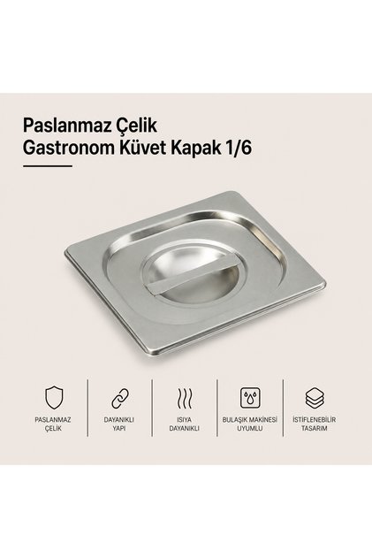 Paslanmaz Çelik Gastronom/gastronorm Küvet Kapak 1/6