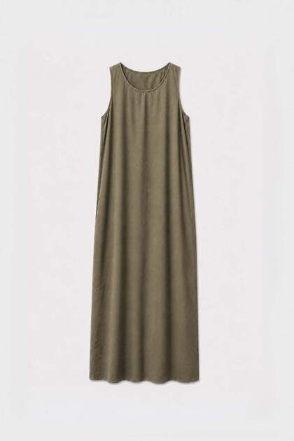 Khaki Draped Halter Neck Midi Dress